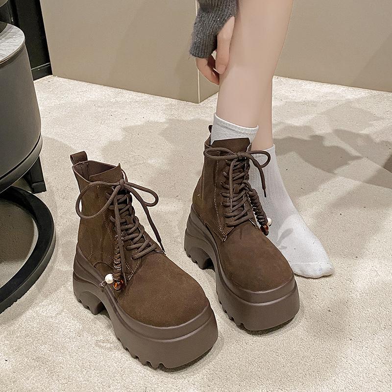 Platformlaarsjes, chunky model, nieuw in de collectie korte schoenen voor dames, winter 2026, populaire aanbieding, herfst, hoogwaardige laarsjes, trendy enkellaarsjes voor dames