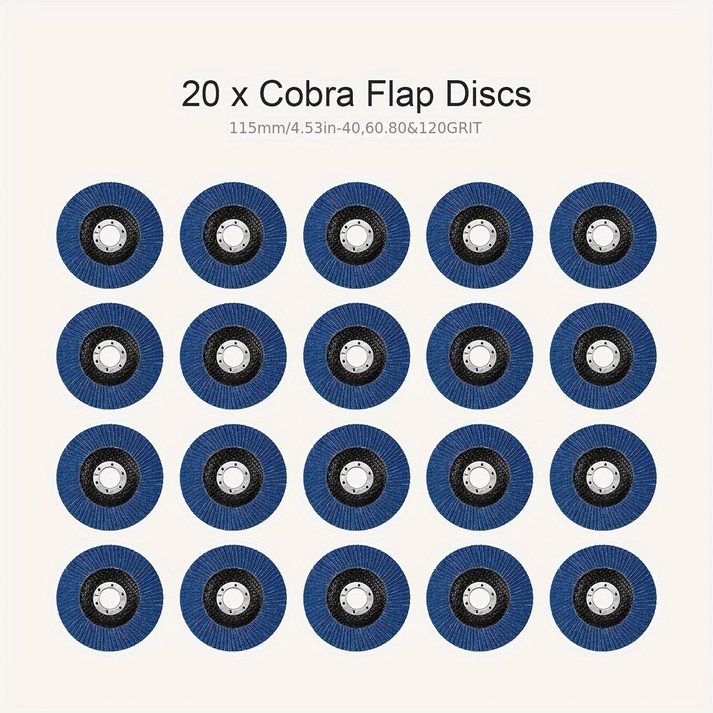 20Pcs 115mm/4.5'' 60 Grit Zirconia Alumina Flap Sanding Discs Grinding Wheels