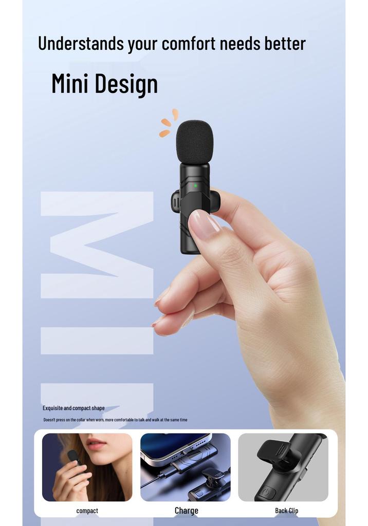 Wireless Lavalier Microphone with Noise Reduction for Live Broadcasts and Video Recording