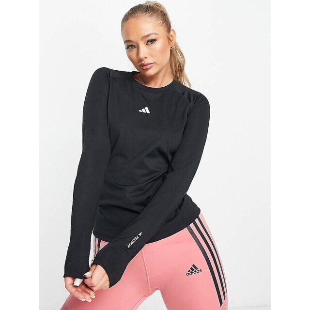 

Черный топ с длинными рукавами adidas Training Techfit