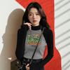Women's Chic Velvet Raglan Color Block Slimming Long Sleeve Stand-up Collar T-Shirt