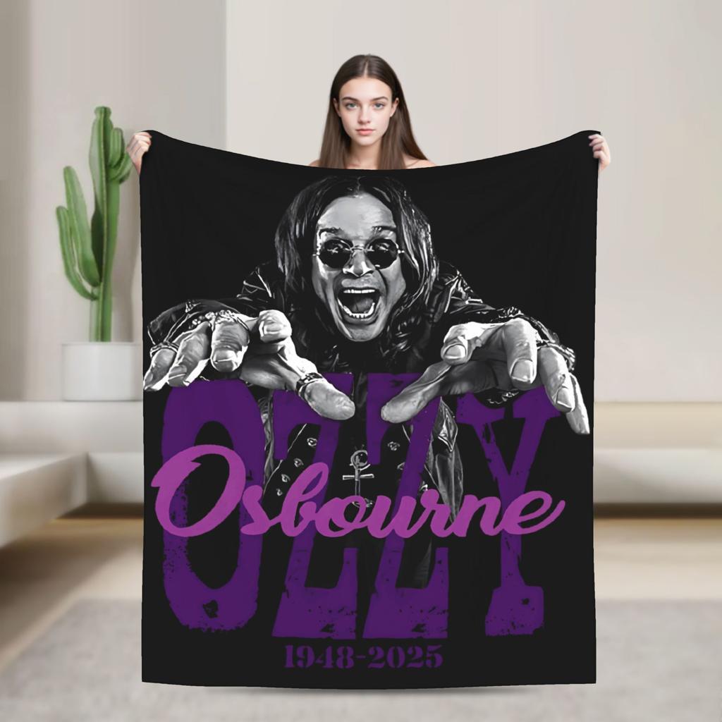 Ozzy RIP Ozzy Osbourne Koc w stylu vintage Koc podróżny do biura Koc flanelowy na zewnątrz Ciepły Miękki Wysokiej jakości Pled Prezent