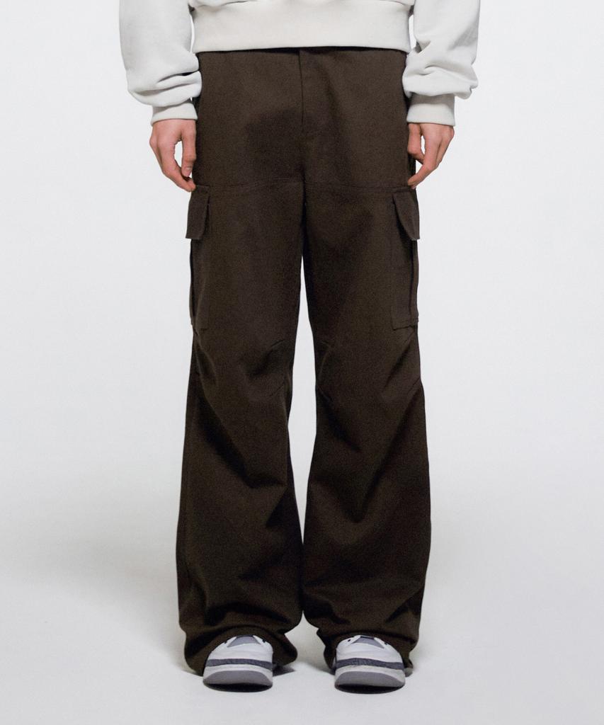 ERA Men Diagonal Cut Cargo Pants - Brown