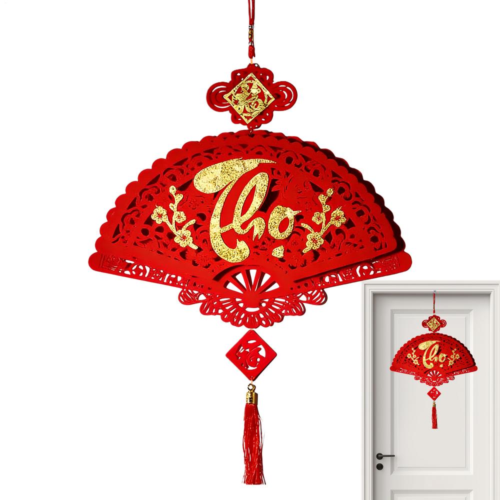 Spring Festival Decorations Chinese Good Luck Pendant 2026 Flocking Tree Ornaments Festival Charm For Home Office Car Door Wall