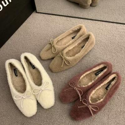 Zapatos de Moda Mujer Bailarinas Tacones Bajos Casual Zapatillas Femeninas Slip-on Mocasines Piel Punta Redonda Boca Baja Otoño Vestido Barco Slip on Invierno