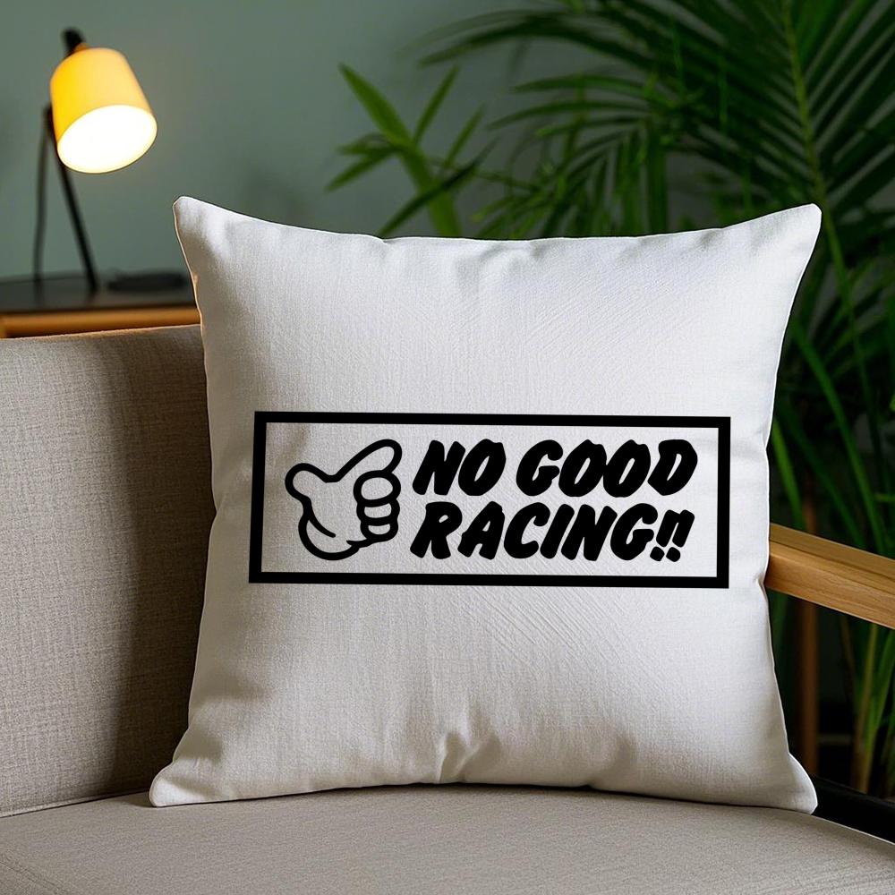 No Good Racing Cushion Cover Plush Fabric Soft Double-Sided Printed Invisible Zipper Sofa Pillow Case Home Decor
