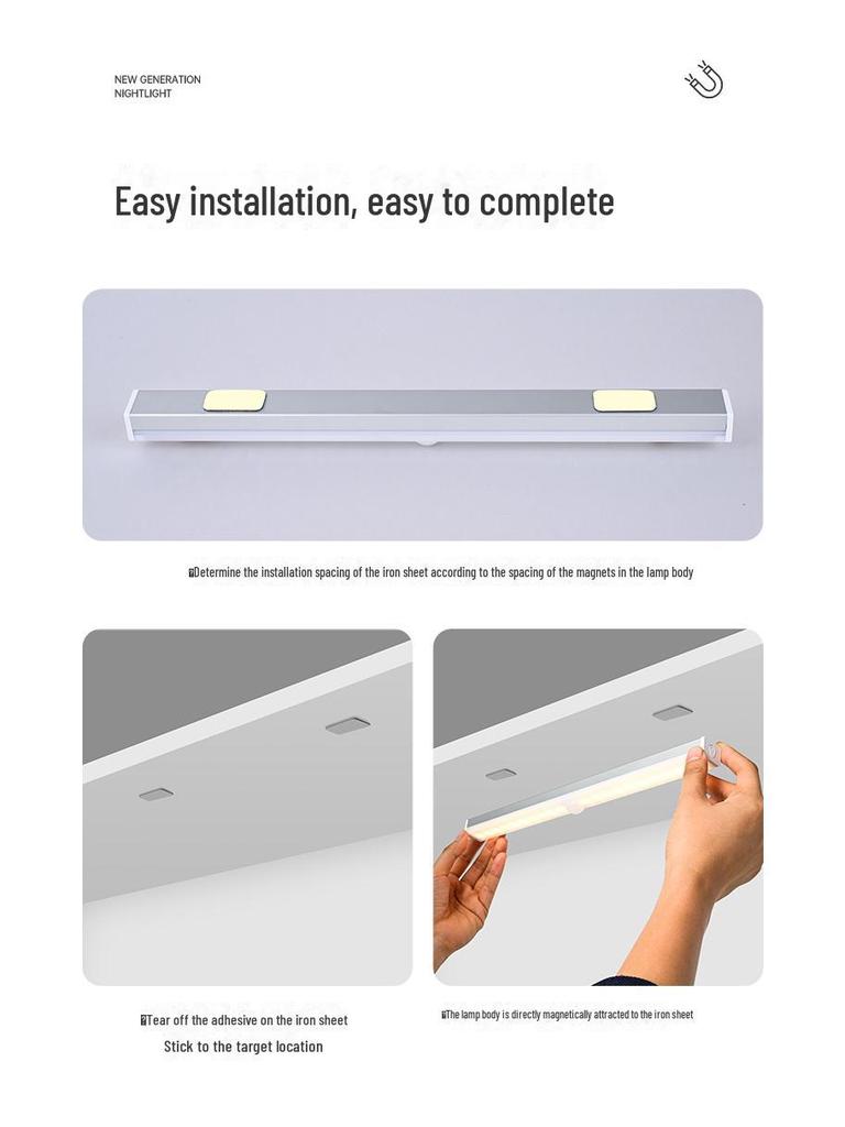 Wiederaufladbarer kabelloser Bewegungssensor LED-Streifen: Magnetisches, selbstklebendes Nachtlicht für Kleiderschränke und Schränke