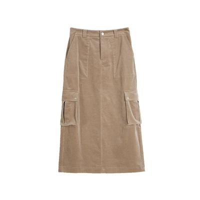 Solid Color Loose Comfortable Versatile Casual Skirt Women Skirts Khaki-Green ER40082