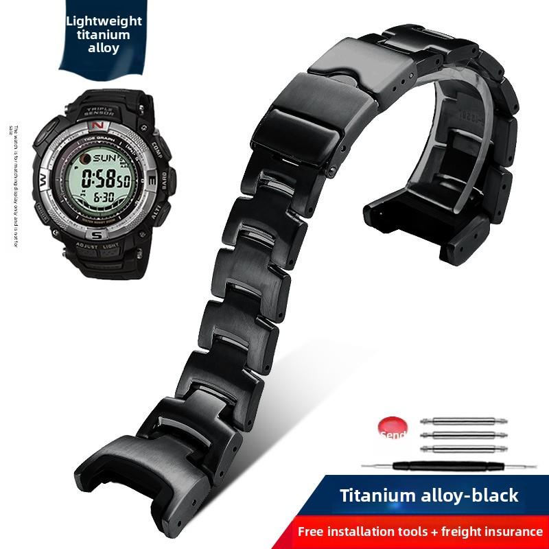 Lightweight Titanium Strap For Casio Watch Protrek PRG-240 PRG-130Y PRW-1500 Concave End Metal Bracelet Men Silicone Rubber Band