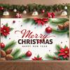 Party Backdrop Material Xmas Decoration Christmas Banner Poinsettia Design Festive Banner For Home Decoration Christmas Eve