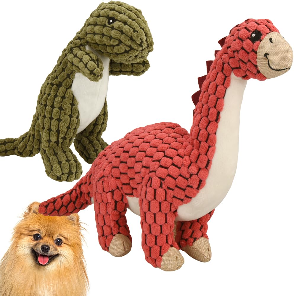 Pet Kenkodo Dog Chew Set of 2 to Large Chews and Helps Brush Treats Bad and Relieves Stress Toys, Dinosaur, (Small Dogs), Squeaks, Teeth, Breath,