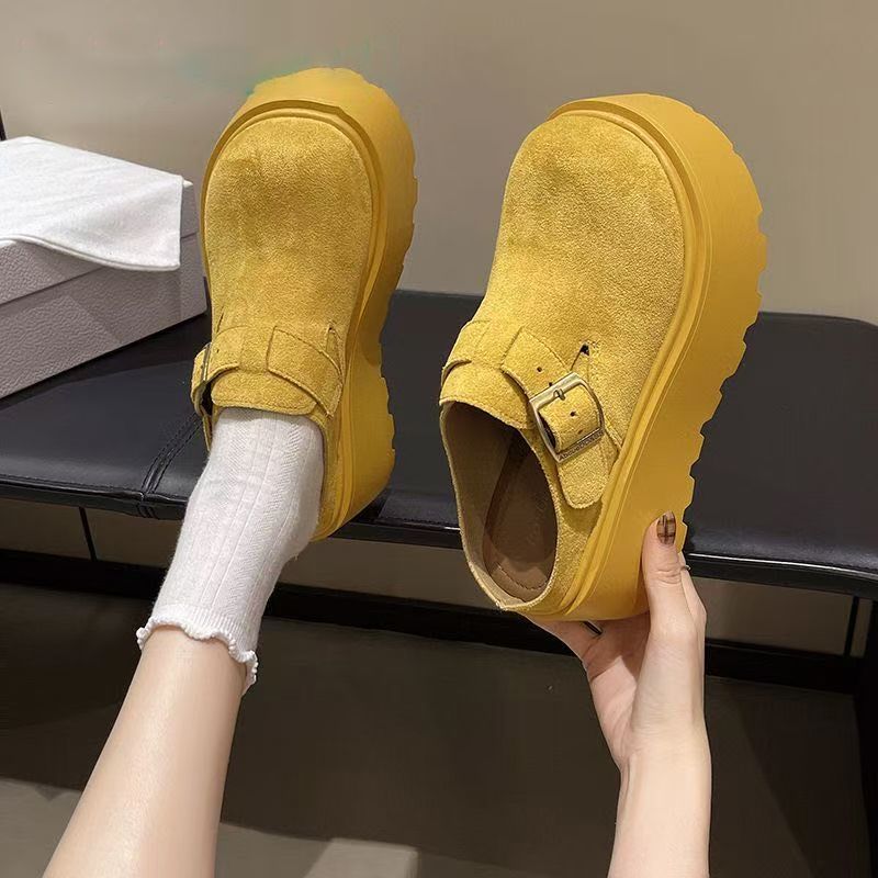 One foot on Lai Ren Baotou half slippers, wearing sandals single shoes 2025 spring and summer new thick-soled heightening Birkenstocks women