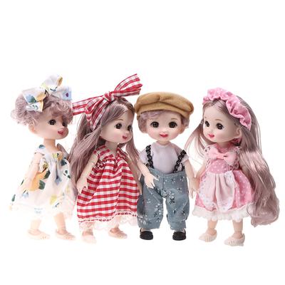 Neue 17 cm Mini-Baby-Puppe mit 13 beweglichen Gelenken, 3D-großen Augen für Mädchen, DIY zum Anziehen