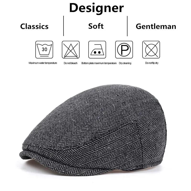 Newsboy Brand Latest Fresh School Old Vintage Caps Men British Painters Hats Autumn Winter Berets Herringbone Flat Peaked Cap Hip Hop Urban Street