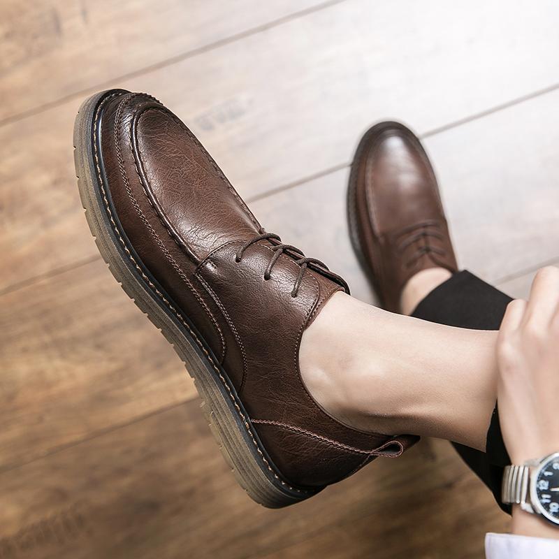 2024 New Arrival Sports Men's Leather Casual Shoes Casual Luxury Lace-Up Oxford Shoes Comfortable Office Outdoor Walking Shoes