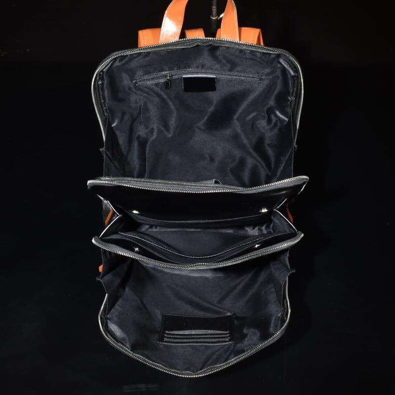 Genuine Cow Leather Designer Backpack Rucksack Double ZIP Round Zipper Business Bag C04 VAJURA Black