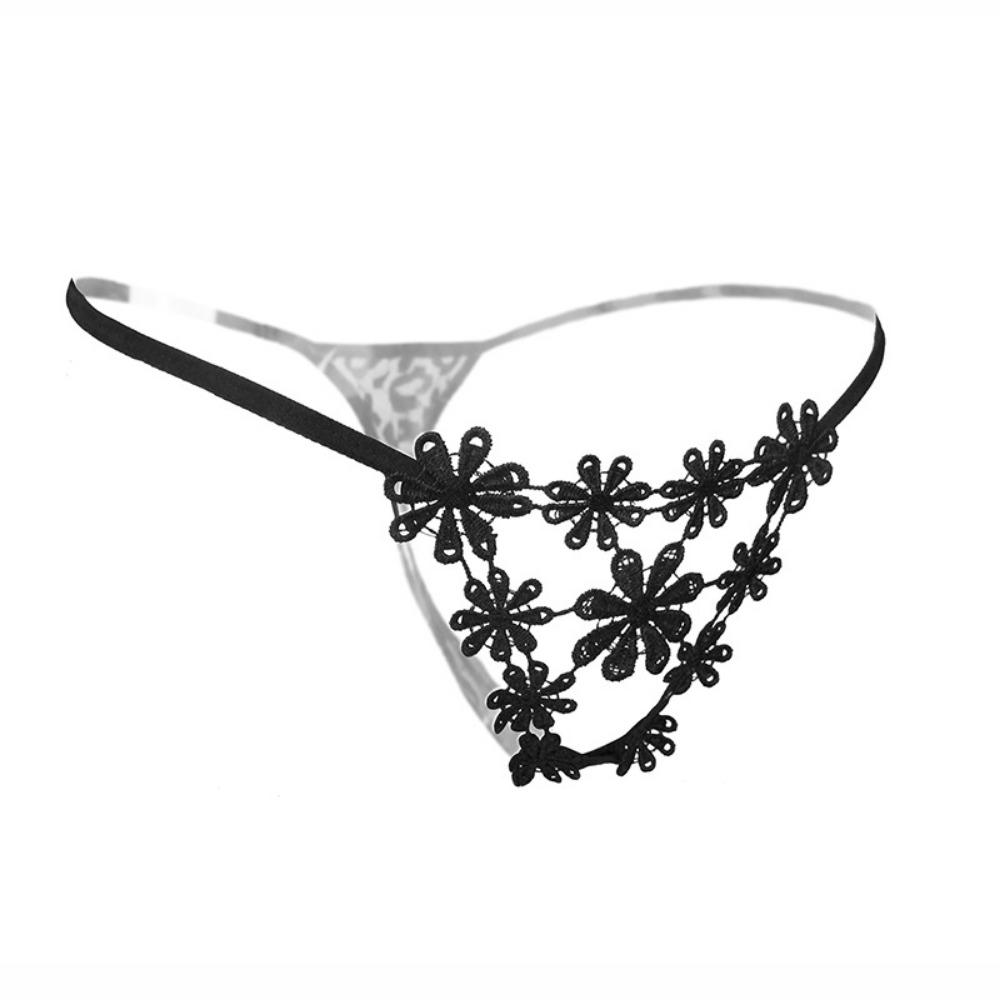 Flower Embroidery Sexy Thong Women's Low-rise Sexy Panties Hollow Temptation Hot T-pants 2170