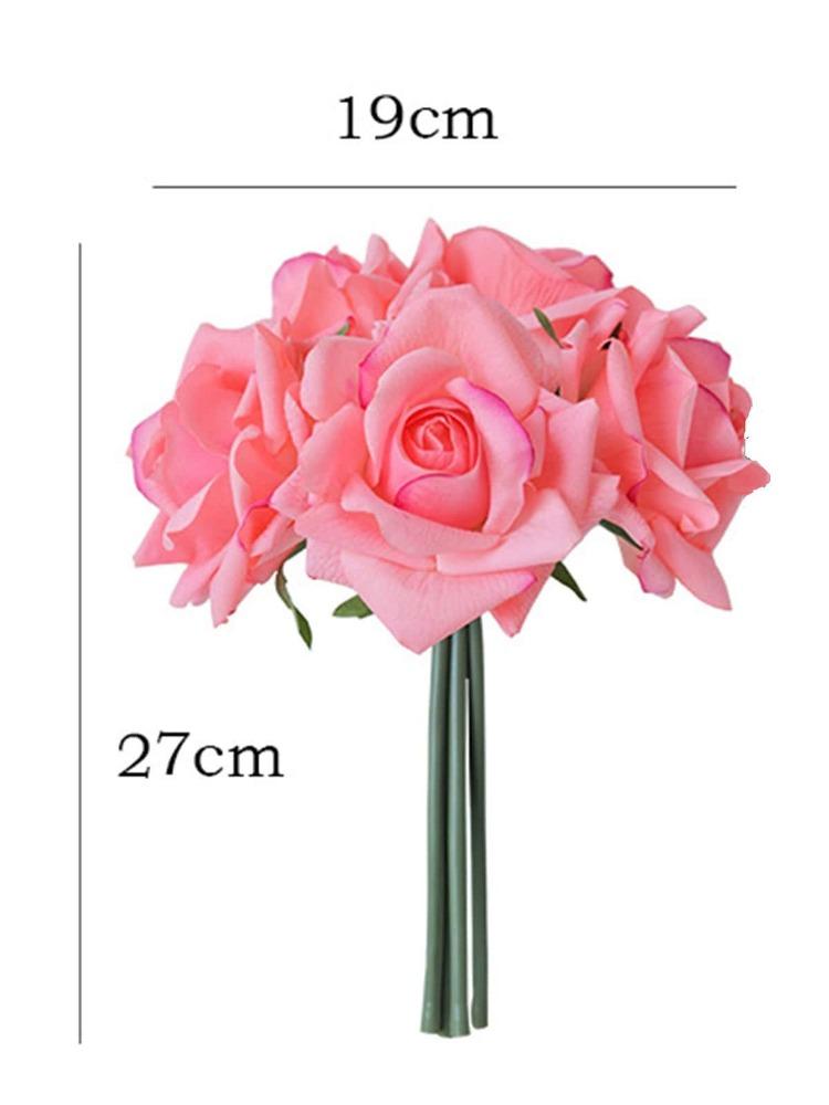 1 Bunch Real Touch Roses 5 Heads Artificial Roses Flower Silk Fake Curly Rose Flower Arrangement Bouquet for Home Party Wedding Decoration