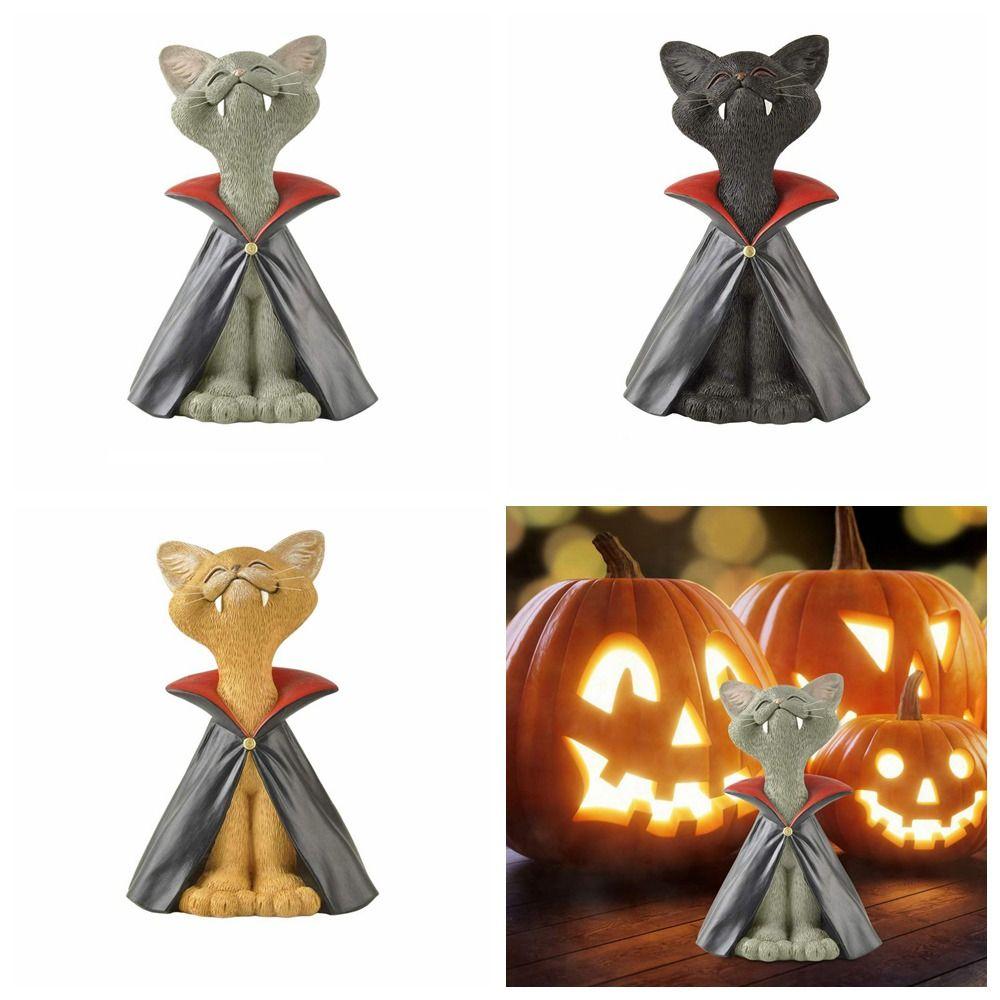 

Статуя кота из смолы, современный Хэллоуин, черный кот, причудливый декор на Хэллоуин