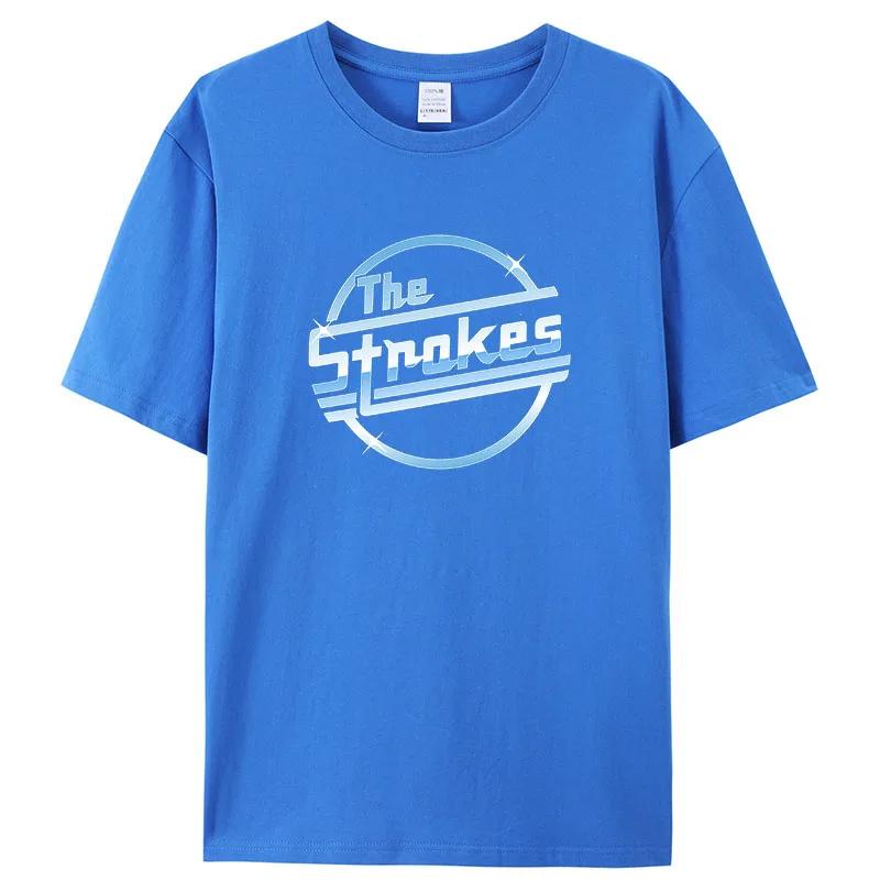 Pánské bavlněné tričko Letní topy Tričko The Strokes Pánské Indie Krátký rukáv Větší velikost Homme Černý top Dropshipping