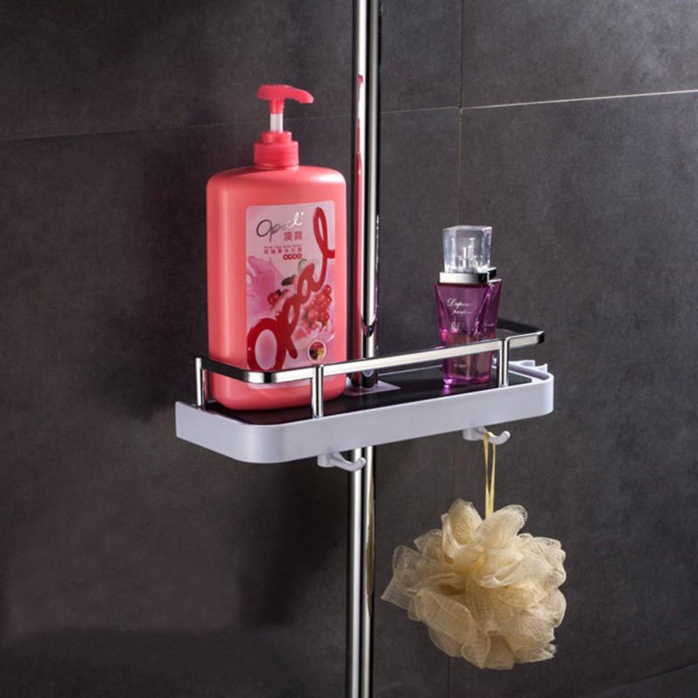 

Bathroom Shower Storage Rack Organizer No Drilling Lifting Rod Shower Head Holder Shower Gel Shampoo Tray Holder Shelves Access