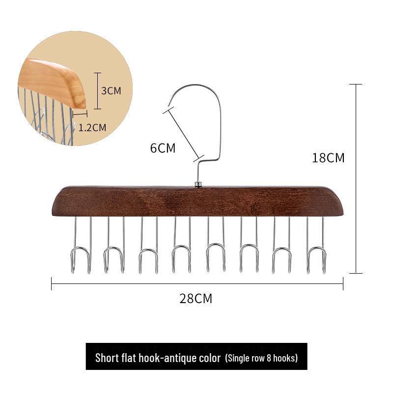 Percha Multifuncional de Madera Maciza con Tirantes y Múltiples Ganchos para Uso en el Hogar y el Dormitorio