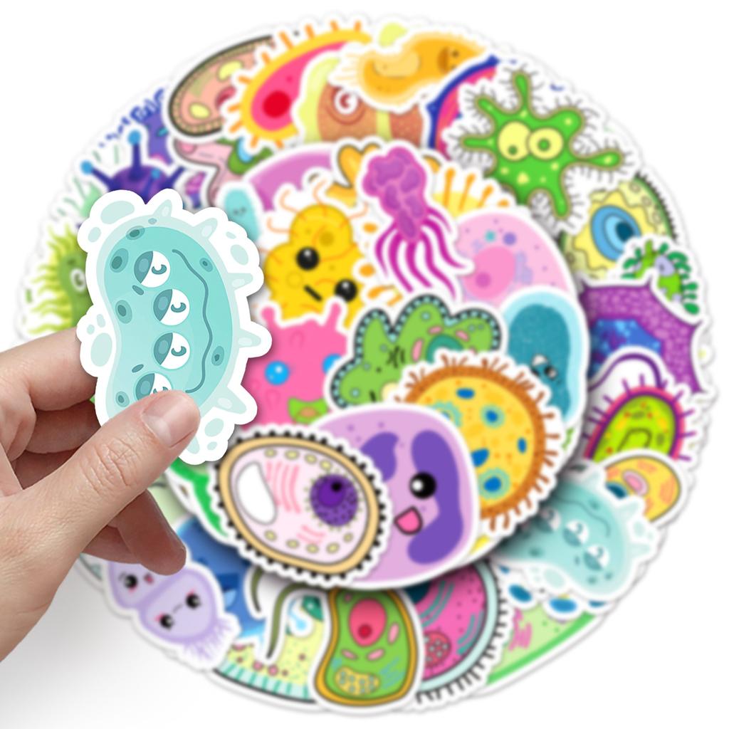 50 Mikrobielle Cartoon-Sticker Personalisiert Kreativ Einzellige Dekorative Handyhülle Koffer Handkonto Sticker