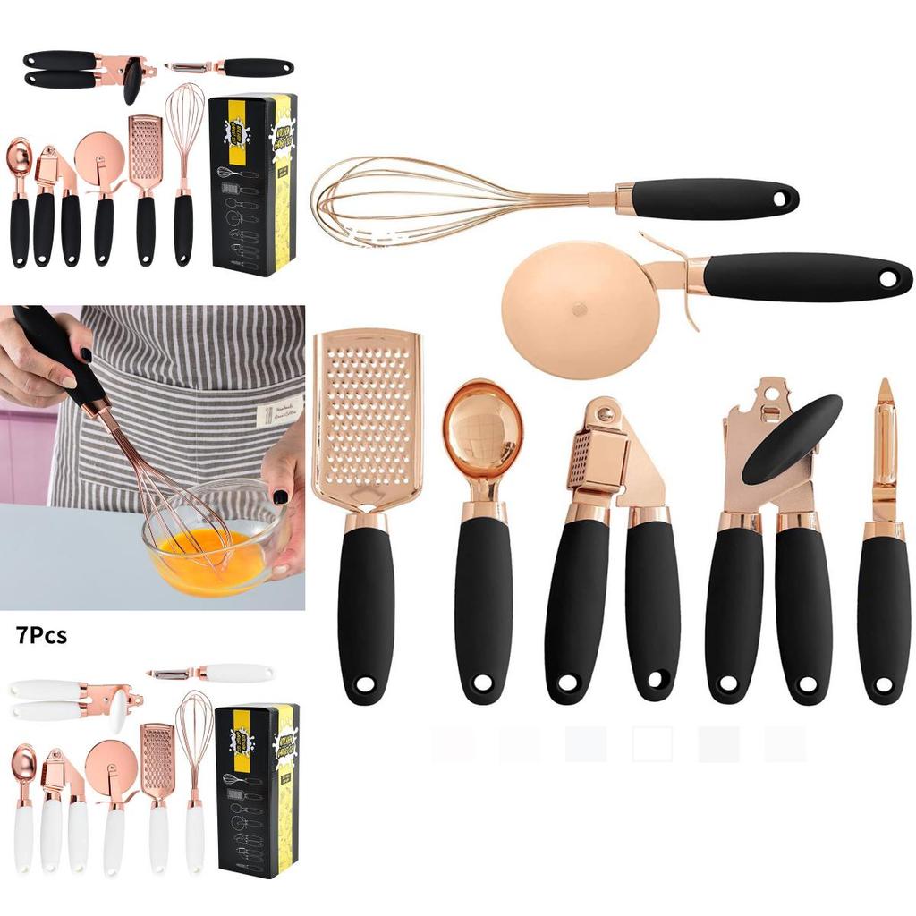 Stylish Seven Piece Kitchen Utensil Set Crafted From Durable Stainless Steel Available In Trendy Colors For A Chic Kitchen Upgrade