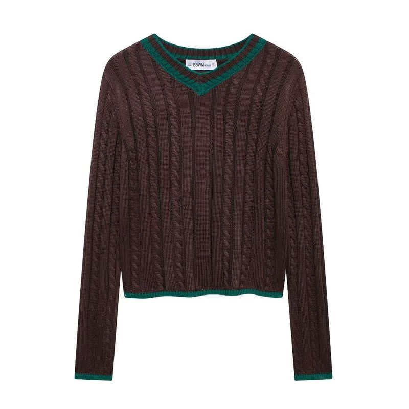 Kaslead New Arrival Women's Clothing Fashion Style Stylish Simple and Versatile Cable Pattern Knitwear 6771134
