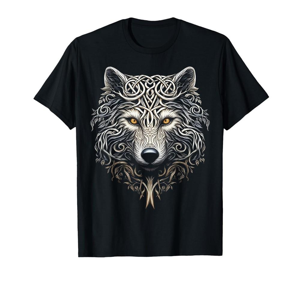 Wolf Art Plants Tree Animal Lover Mandala Graphic Wolf T-Shirt