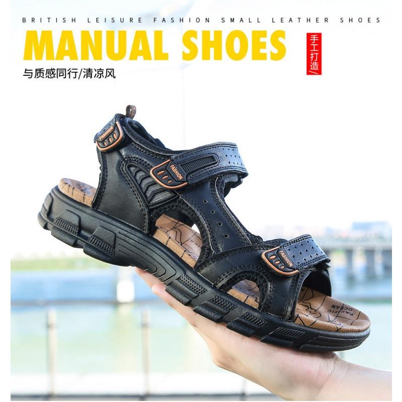 Fashion Designers Men's Sandals Luxury Genuine Leather Men's Sandals   High Quality Soft Casual Sandals for Men Beach Hiking Men's Shoes