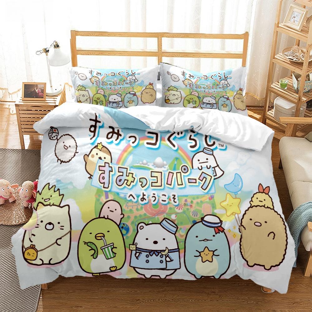 Cartoon Sumikko Gurashi Anime Cute Duvet Cover Funny Kawaii Bedding Set Soft Quilt Cover And Pillowcase Single_Double_Queen_King