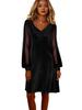 2026 Spring European & American Women's Solid Color V-Neck Mesh Puff Top