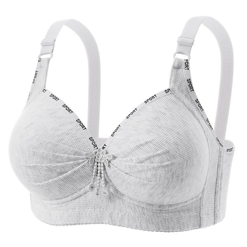 Front Closure Bra for Mature Women Fixed Cup Thin Wireless Shoulder Strap Bra Comfortable Supportive Full Coverage Everyday Underwear