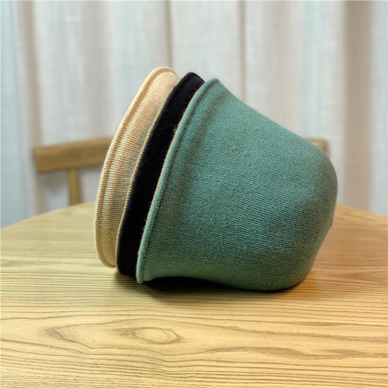 Simple Double-layer Knitted Fisherman's Hat for Children To Keep Warm In Autumn and Winter, Double-sided Bucket Hat, Solid-color Wool Basin Hat