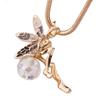 Wing Angel Necklacecrystal Encrusted Sweater Chain Drop Pendant Gift Jewelry