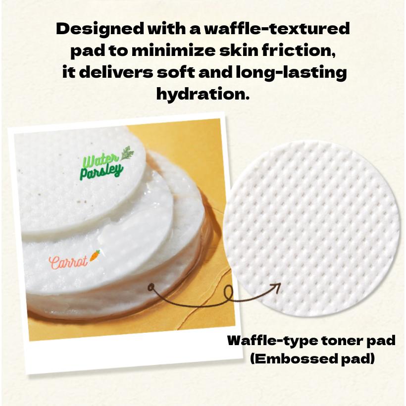 SKINFOOD Carrot Carotene Calming Water Pad 60 Sheets + Carrot Mask Pack x2 Gift Soothing & Hydrating Care