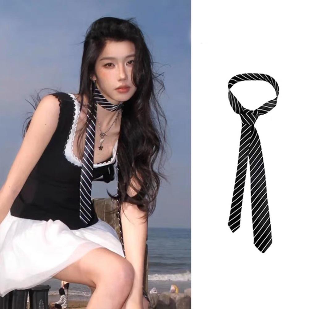Simple Korean Striped Tie Printed Stripe JK Uniform Necktie Harajuku Style Y2K Shirt Tie Decoration JK Uniform Decoration