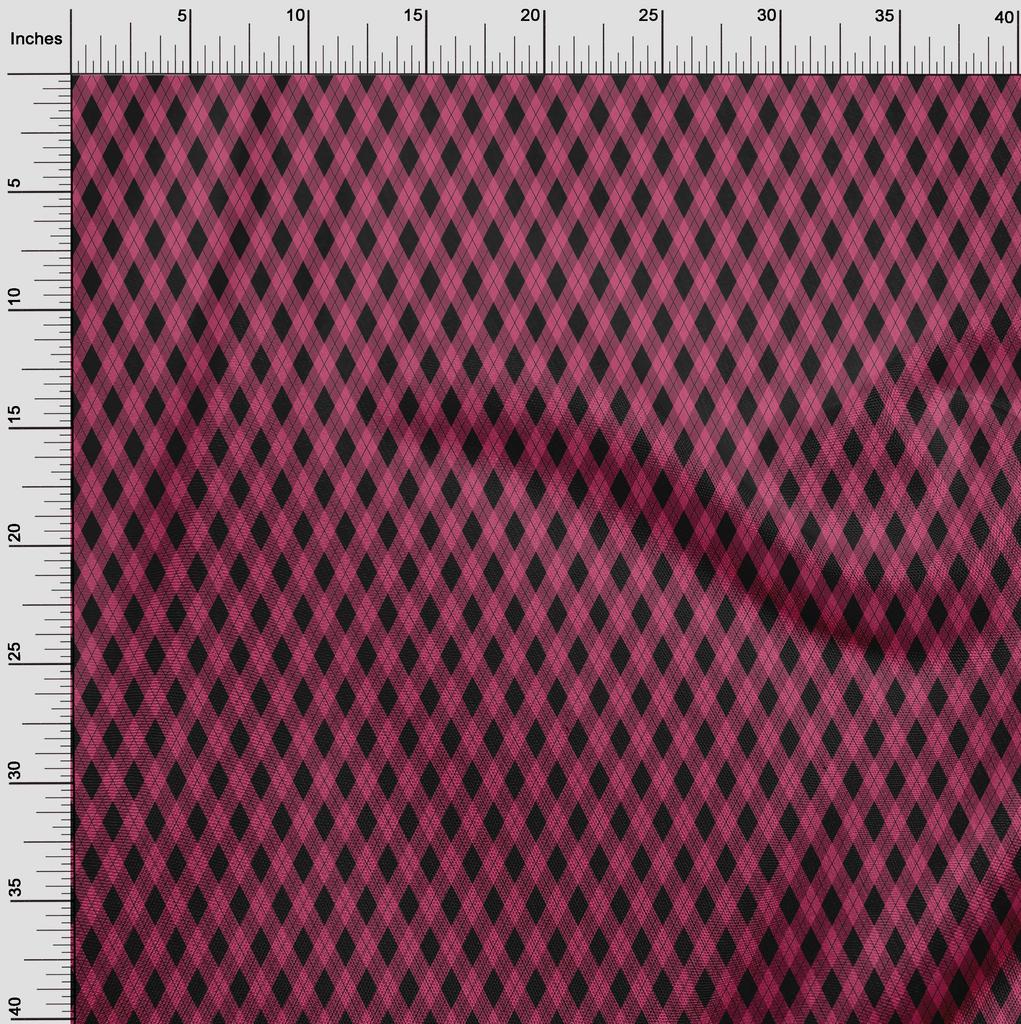 oneOone Cotton Flex Black Fabric Argyle Check Diy Clothing Quilting Fabric Print Fabric By Yard 40 Inches