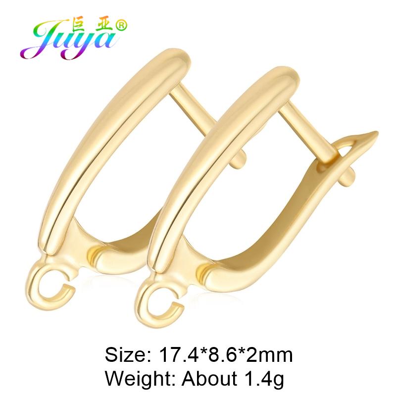 Juya Women Earrings Accessories 4 8Pcs/Lot Gold Silver Plated Shvenzy Ear Wire Fixture Fastener Bale DIY Earring Hooks Clasp