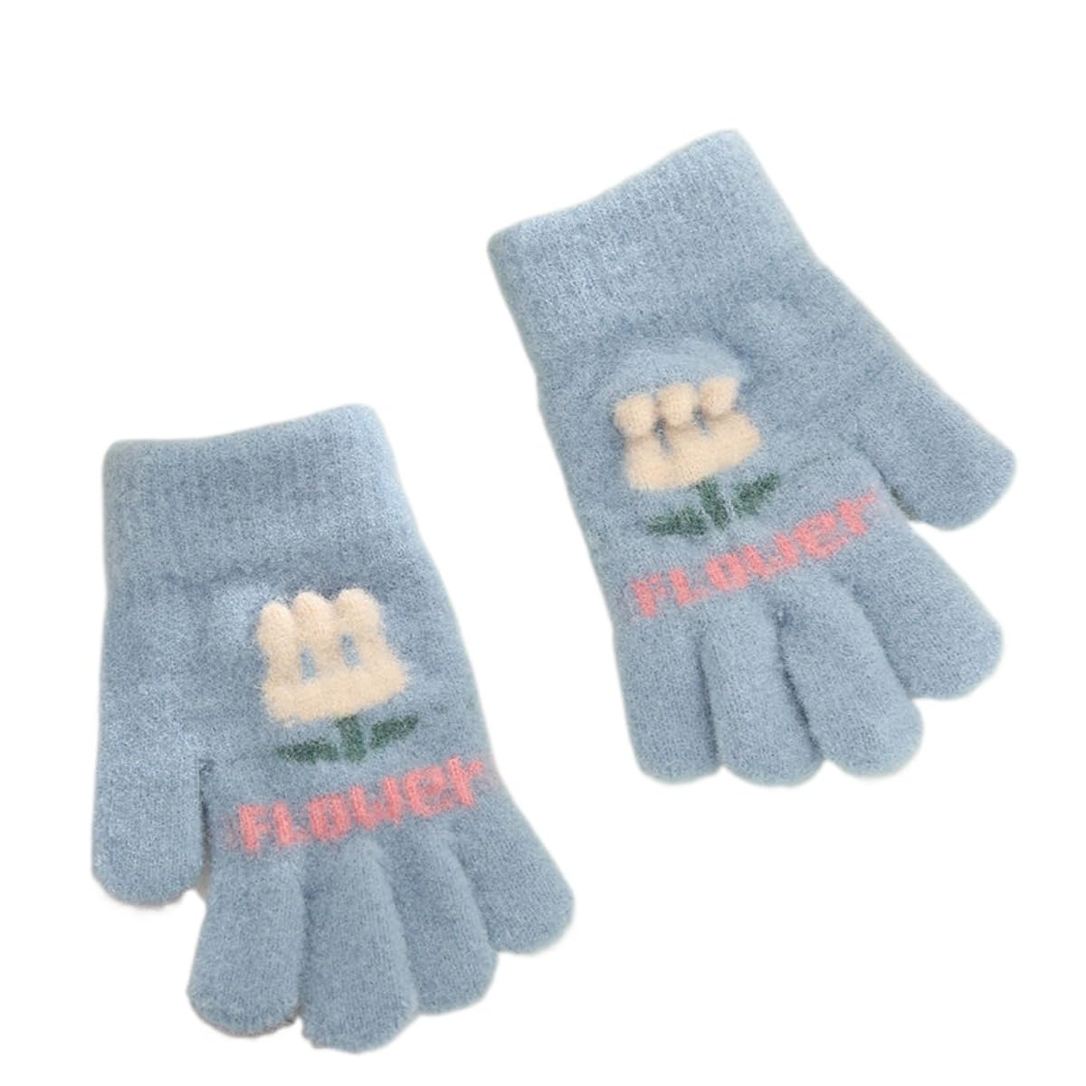

VIISEN Popular Gloves for Ages Cute and Perfect for Winter and Cycling Size Ages Kids Gloves, Five-Finger Girls, 2-5, Warm, Outings, School, (Blue,