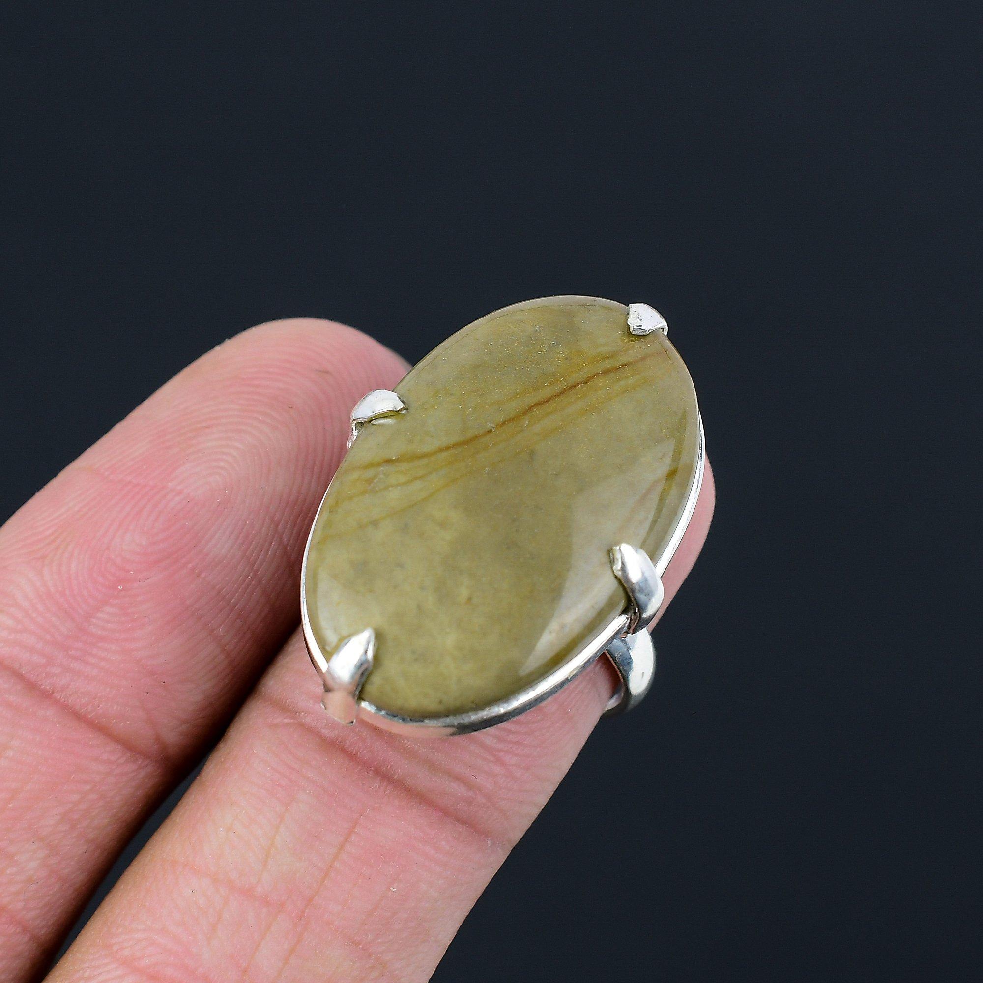 Natural Polychrome Jasper Gemstone 925 Silver Multi Stone Ring Size 7 For Girls 7