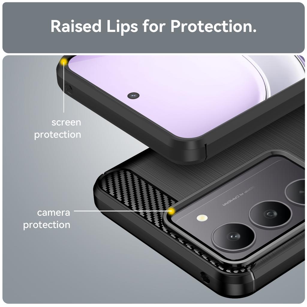 Pentru husă Realme C75 Pentru Realme C75x C55 C53 C51 C35 C33 C30 C61 C63 C65 C67 C75 Husă Bară de protecție din silicon rezistent la șocuri din fibră de carbon