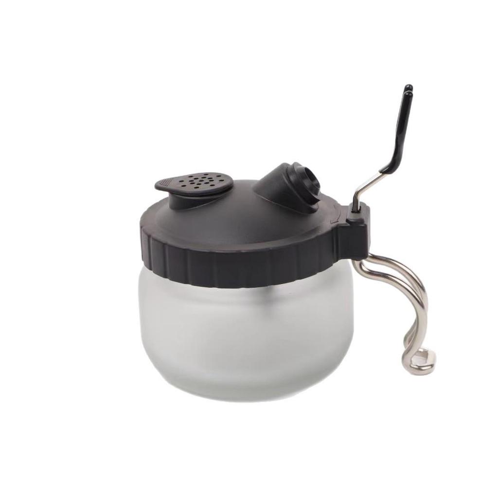 Airbrush Cleaning Pot with Glass Bottle & Metal Stand – Professional Waste Collection Tool