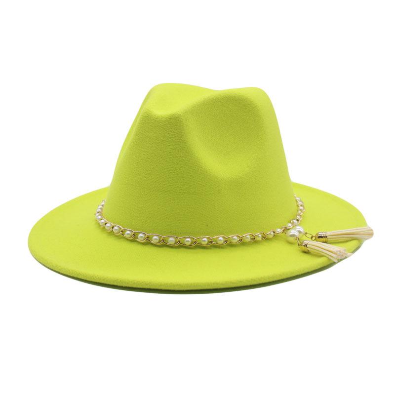 European and American fashion new chain jazz hat autumn and winter eaves fashion woolen top hat