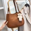 Solid Color PU Leather Shoulder Bag Soft Handbag Crossbody Bag Tote Bag  Shopping