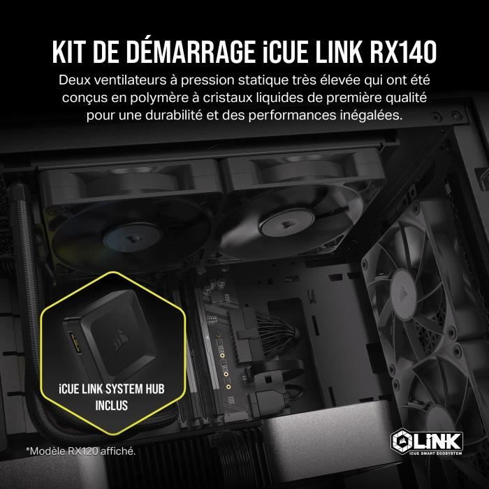 Refroidissement PC - CORSAIR - CO-9051012-WW - Kit de démarrage ventilateurs PWM 140 mm iCUE LINK RX140
