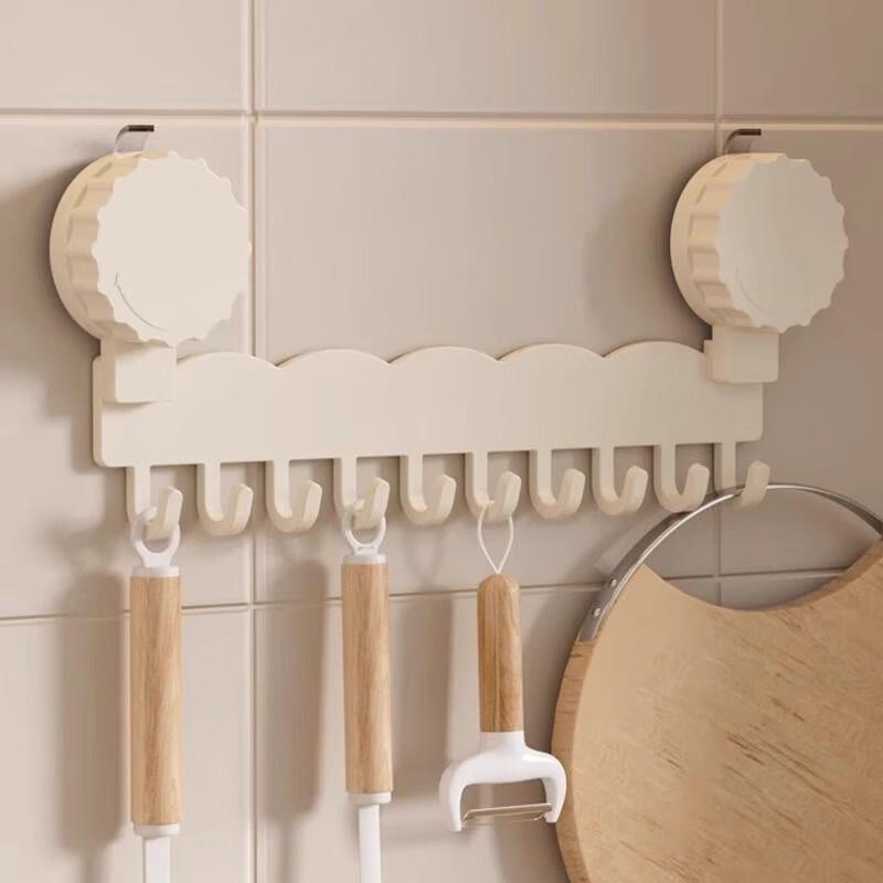10-Hook Suction Cup Kitchen Rack