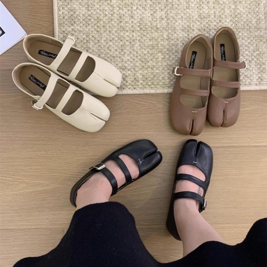 Fashion Bailamos Brand Fashion Split Toe Flats Shoes Women Ballerina Ninja Tabi Cozy Loafers Female Casual Moccasins Ladies Ballet Shoes