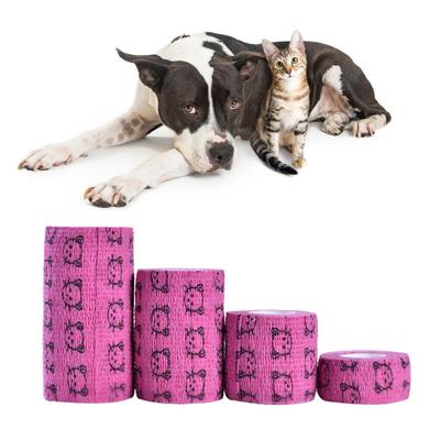 4 Pcs Pet Medical Bandage First Aid Self Adhesive Breathable Tape Dogs Injury Elastic Body Wraprose Red Cat